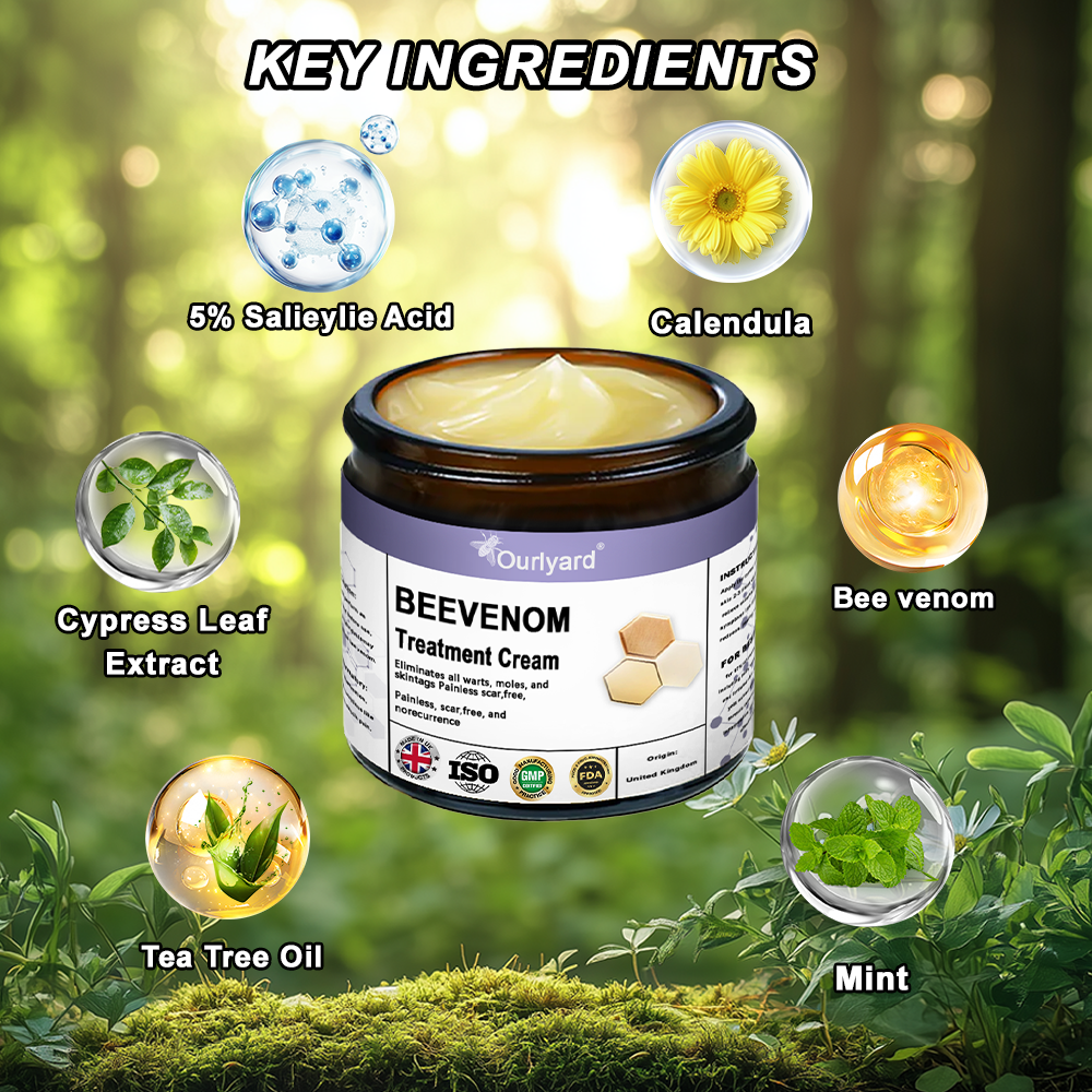 Ourlyard® Bee Venom Skin Treatment Cream👨⚕️Treats warts, growths, infections, and scars, smooths uneven skin, and is certified by the British Association of Dermatologists (BAD)