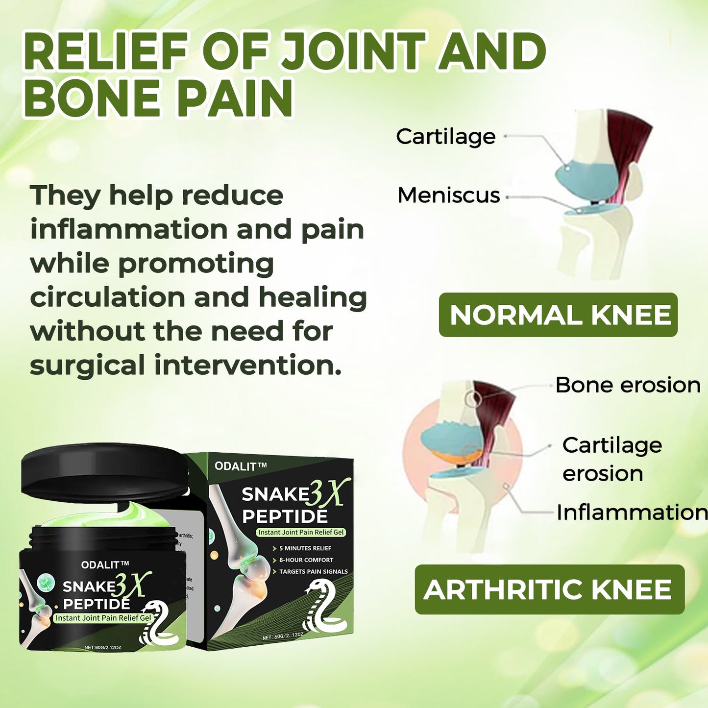 🔥ODALIT™ SNAKE PEPTIDE 3X Instant Joint Pain Relief Gel 🐍💎