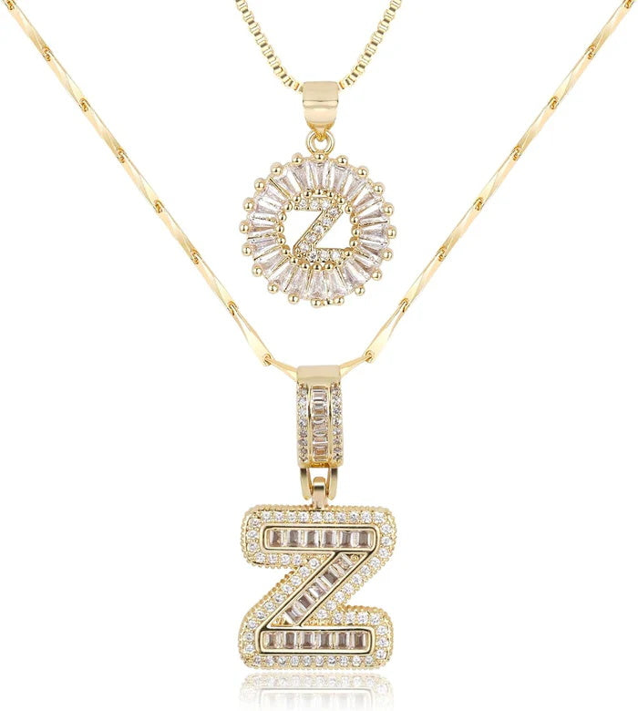 🎁 New Release Mother's Day Gift - 50% Off - Set of 2 - Initial Letter Pendant Necklace