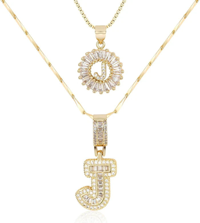 🎁 New Release Mother's Day Gift - 50% Off - Set of 2 - Initial Letter Pendant Necklace