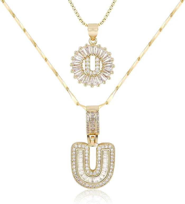🎁 New Release Mother's Day Gift - 50% Off - Set of 2 - Initial Letter Pendant Necklace