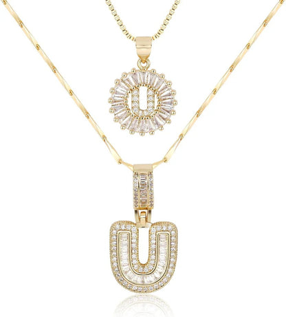 🎁 New Release Mother's Day Gift - 50% Off - Set of 2 - Initial Letter Pendant Necklace