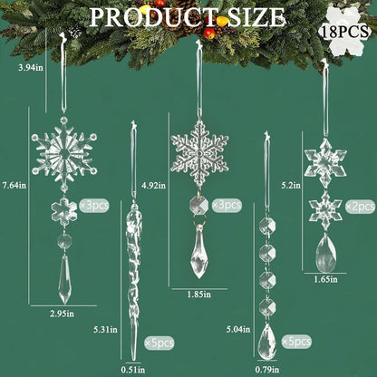 🎅🎄Winter New Year Party Supplies Set - Crystal Snowflake Ornaments For Christmas Tree