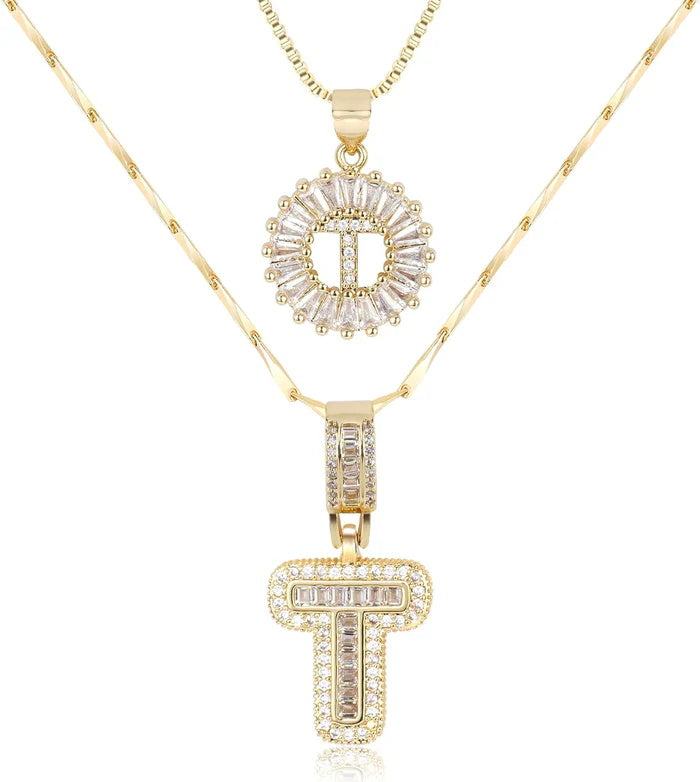 🎁 New Release Mother's Day Gift - 50% Off - Set of 2 - Initial Letter Pendant Necklace