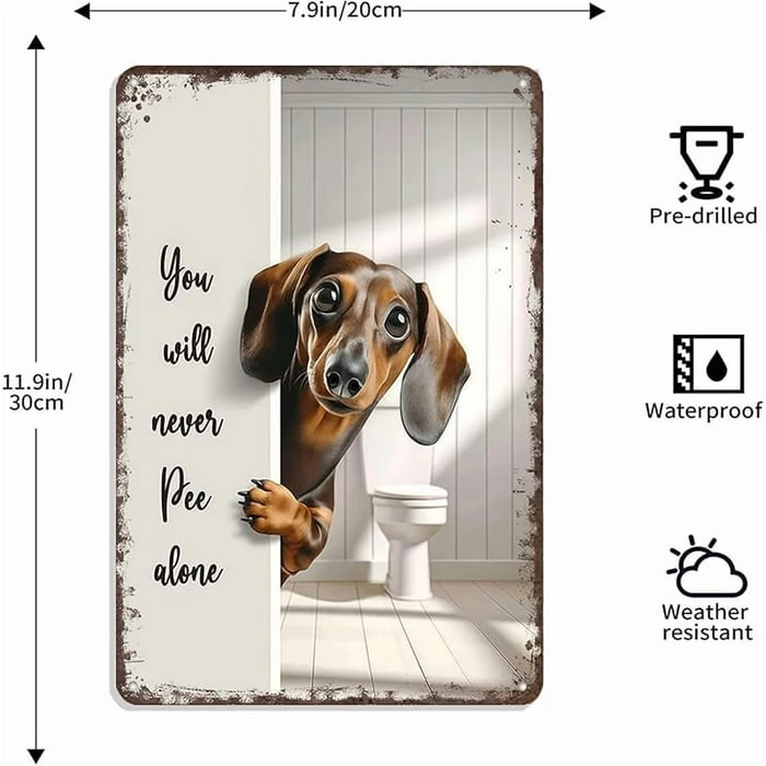 Funny Metal Tin Welcome Cat Sign For Bathroom