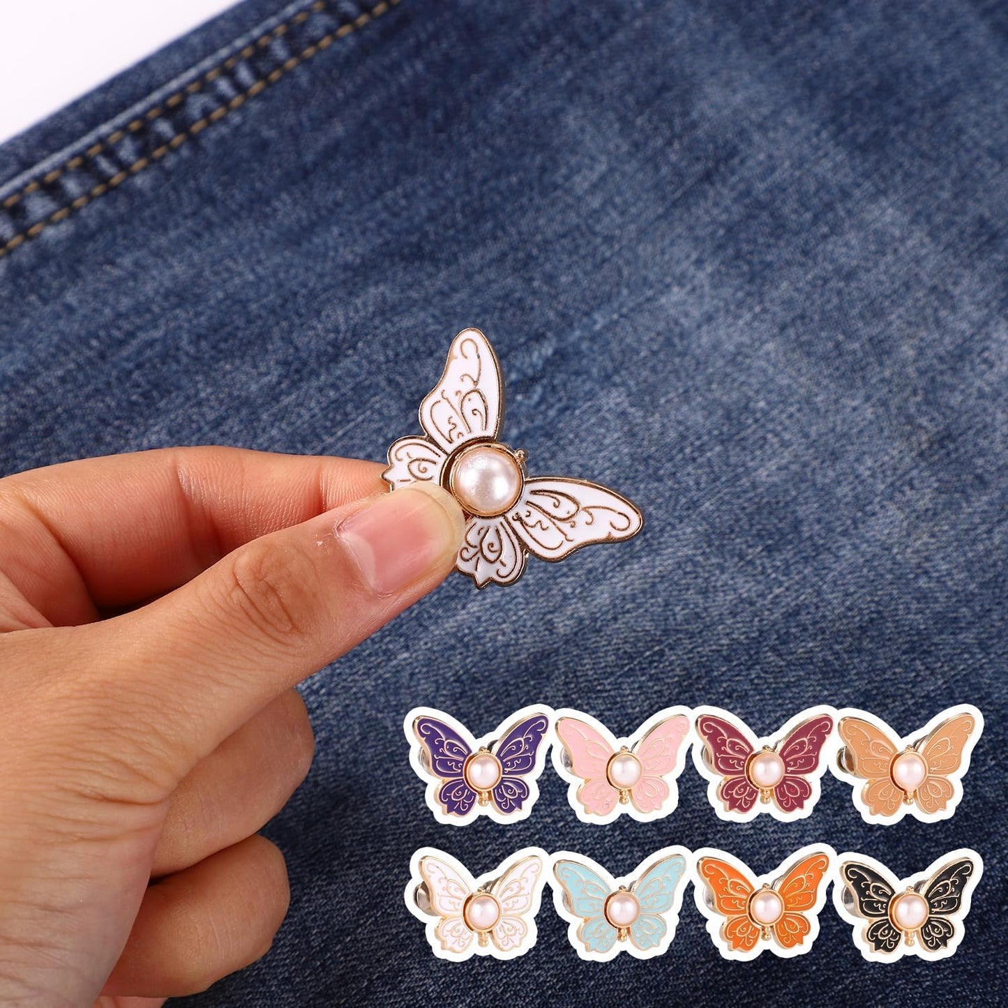 Fix Loose Waistbands in Seconds 🦋 8PCS No-Sew Butterfly Waist Tightener Set
