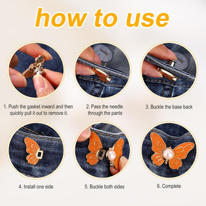 Fix Loose Waistbands in Seconds 🦋 8PCS No-Sew Butterfly Waist Tightener Set