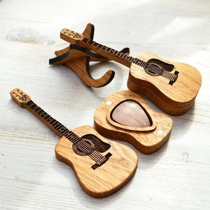 ⏰LAST DAY 50% OFF🎁Mini Cute Edition Wooden Guitar Plectrum Case🎸