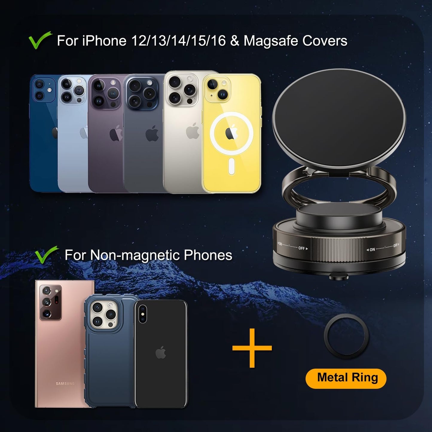💥2025 Upgraded high-grade material🔥✨360° Adjustable Vacuum Magnetic Phone Holder