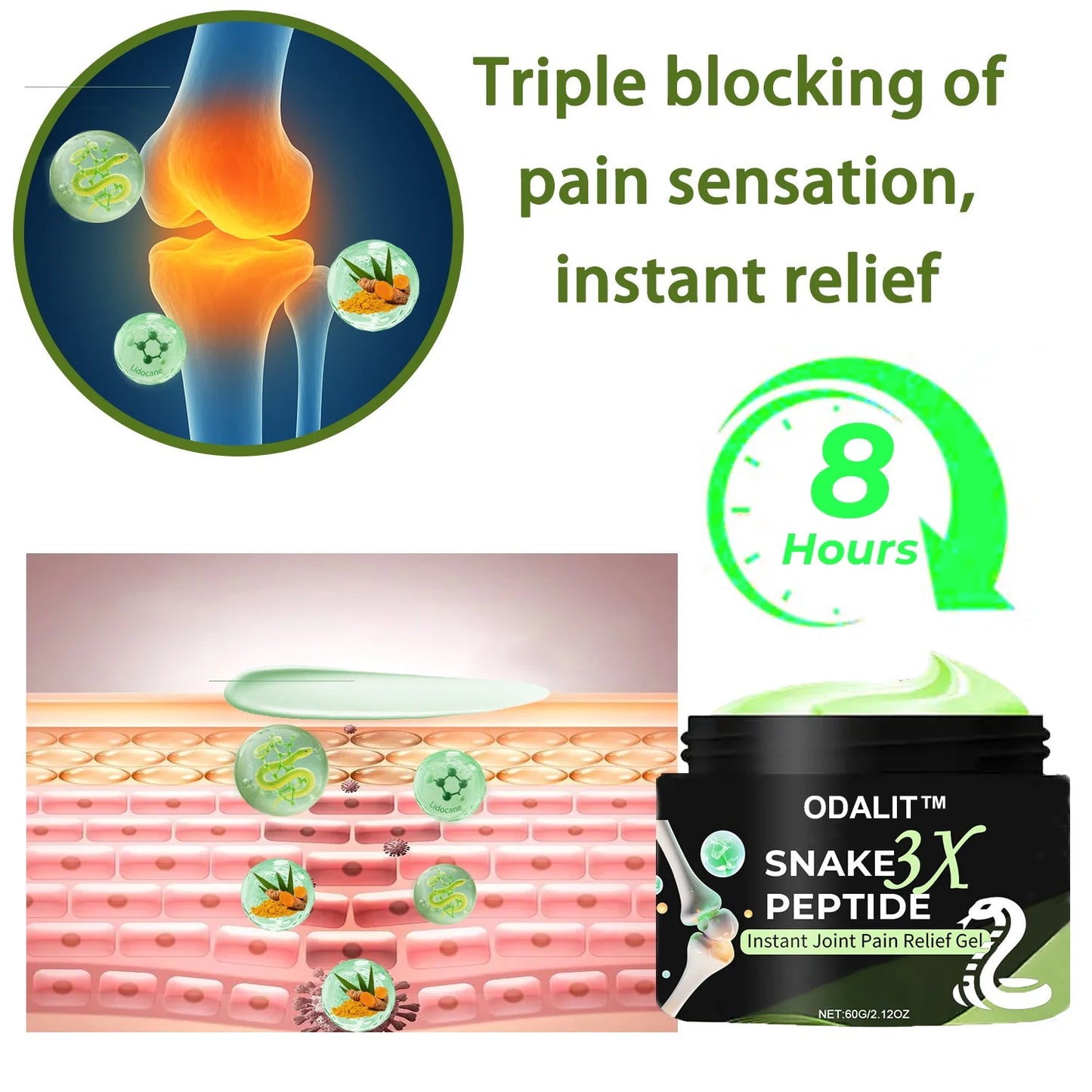 🔥ODALIT™ SNAKE PEPTIDE 3X Instant Joint Pain Relief Gel 🐍💎