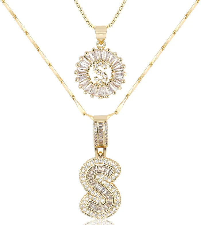 🎁 New Release Mother's Day Gift - 50% Off - Set of 2 - Initial Letter Pendant Necklace