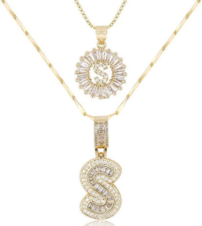 🎁 New Release Mother's Day Gift - 50% Off - Set of 2 - Initial Letter Pendant Necklace