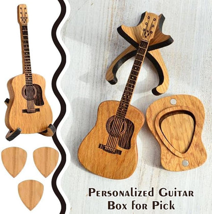 ⏰LAST DAY 50% OFF🎁Mini Cute Edition Wooden Guitar Plectrum Case🎸
