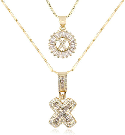🎁 New Release Mother's Day Gift - 50% Off - Set of 2 - Initial Letter Pendant Necklace