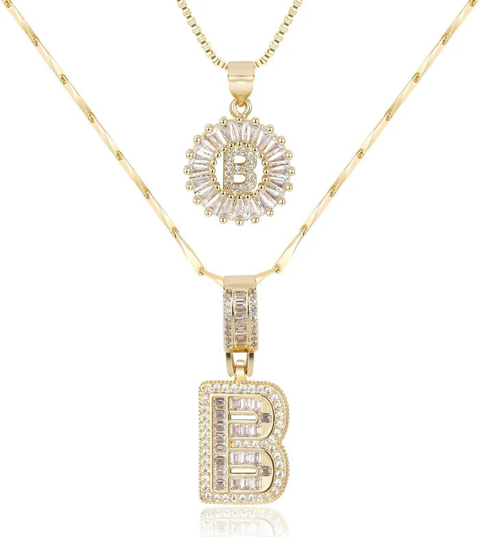 🎁 New Release Mother's Day Gift - 50% Off - Set of 2 - Initial Letter Pendant Necklace