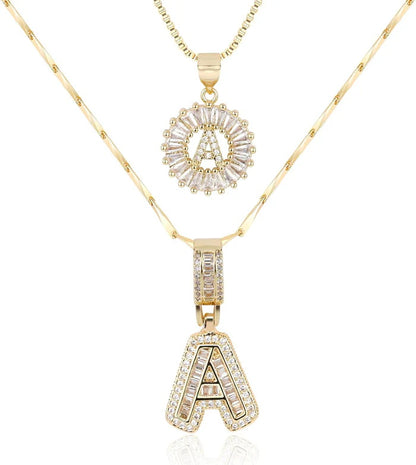 🎁 New Release Mother's Day Gift - 50% Off - Set of 2 - Initial Letter Pendant Necklace