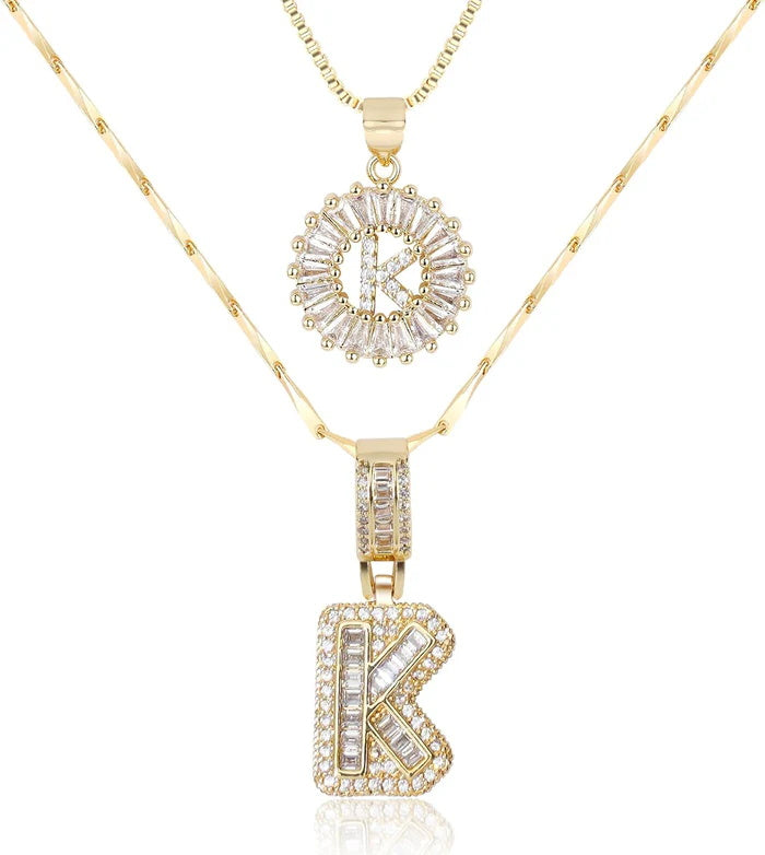🎁 New Release Mother's Day Gift - 50% Off - Set of 2 - Initial Letter Pendant Necklace